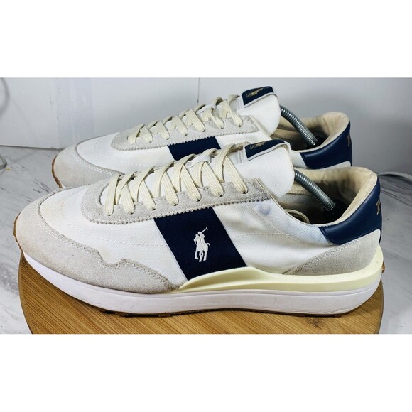 Polo Ralph Lauren Train 89 Sneakers Men White Navy Suede Running Shoes Size  12